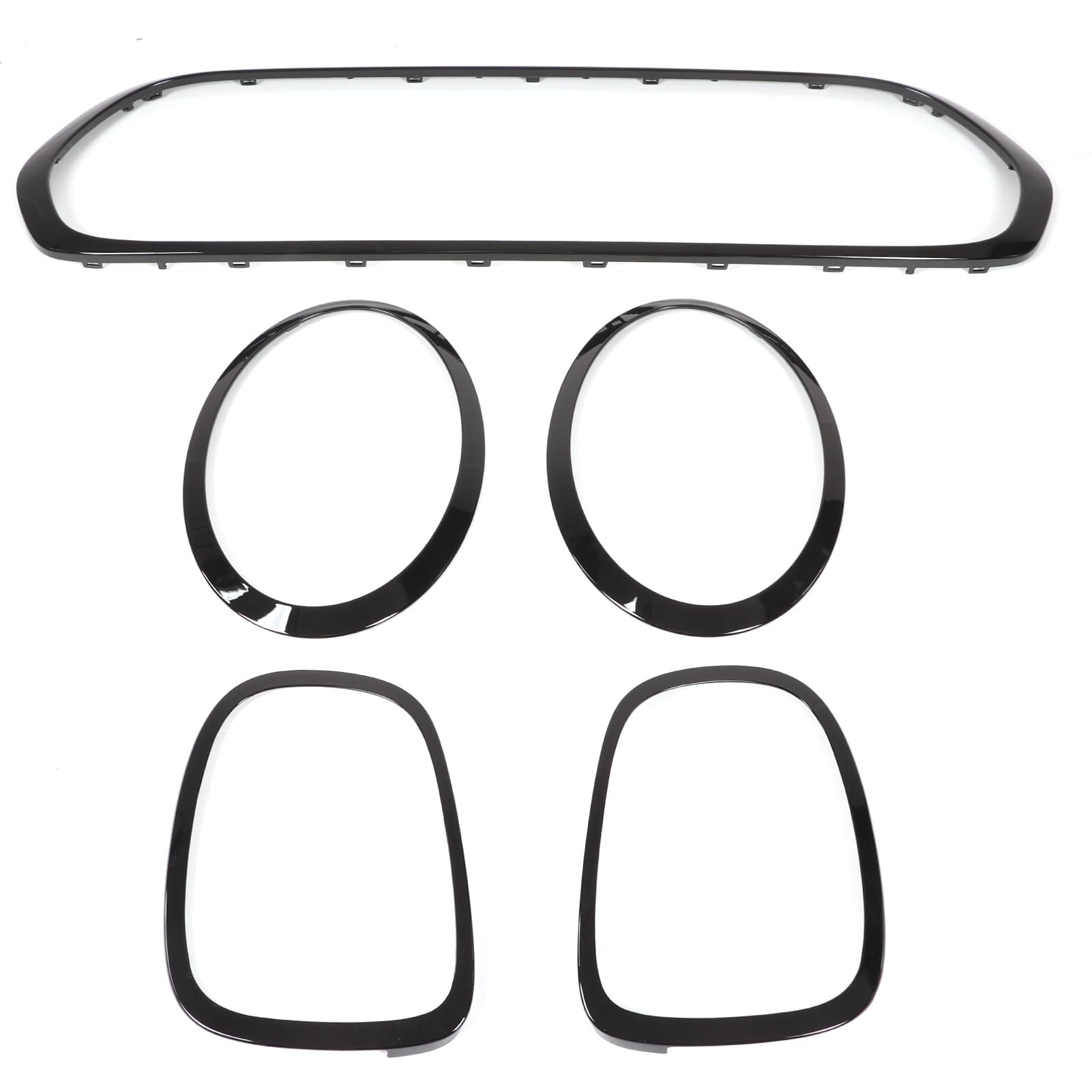 5pcs Recorte de Parrilla y Faros en Negro Brillante, Cubiertas de Reemplazo para F55 F56 F57 One S JCW 2014 +