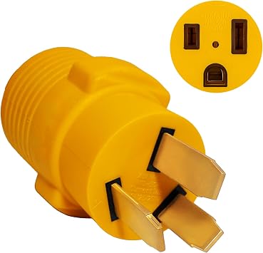 NEMA 10-50P to 6-50R Welder Adaper Plug, 50Amp 240V 3 Prong to 3 Prong Generator Welder Dryer EV Charger Power Adapter Plug