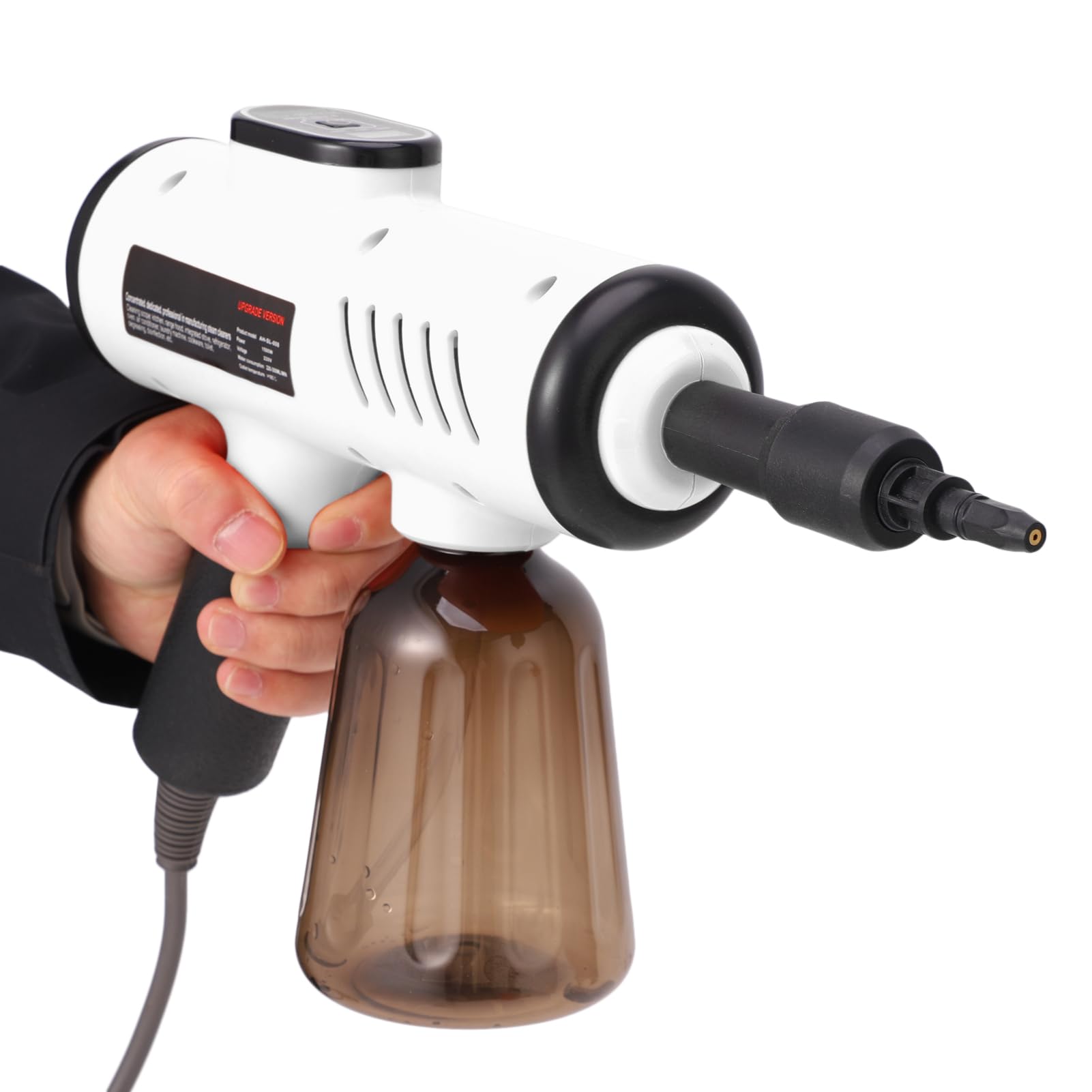 Fockety Handheld Par Paymeer, 1200 W 13S Ogrzewany Przenośny Parowiec z Akcesoriami 8pcs, Wielo Powierzchniowe środki do Czyszczenia, Samochód, łazienka, Tapicerka, Fuga (Biała wtyczka UE 220V)