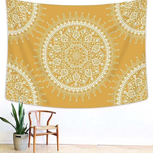 Arfbear Böhmischen Tapisserie, Mandala Hippie Wandbehang Tapisserie Warmen Goldenen Gelben Strand Decke groß 78,7 x 59 Zoll