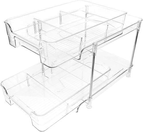 Milisten Estante de almacenamiento de baño, organizador de artículos de tocador de escritorio, soporte para cosméticos de encimera, bandeja