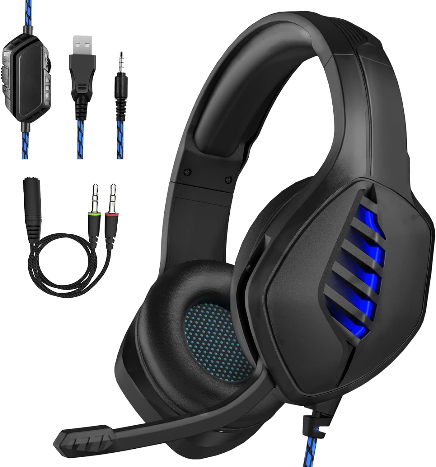 targeal Gaming Headset with Microphone - for PC, PS4, PS5, Xbox One, Xbox Series X|S - 3.5mm Jack Gamer Headphone with Noise Canceling Mic - Black&