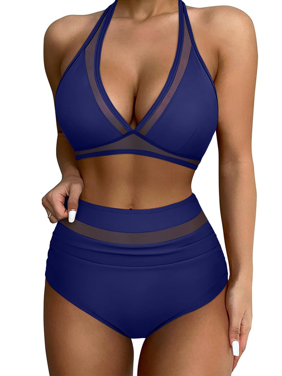 CheChury Bikinis Mujer Traje de Baño Cintura Alta Push Up Reductor Bañador 2 Piezas con Relleno Conjuntos de Baño de Natacion Biquini Braga Alta Ropa de Playa Verano Control de Vientre de Bikini