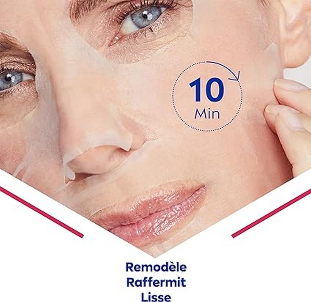 NIVEA Cellular Expert Lift Anti-Age Tuchmaske (1 Maske), glättende Gesichtsmaske für eine schöne & jünger aussehende Haut, Feuchtigkeitsmaske mit Bakuchiol + Hyaluronsäure (Packung mit 10)
