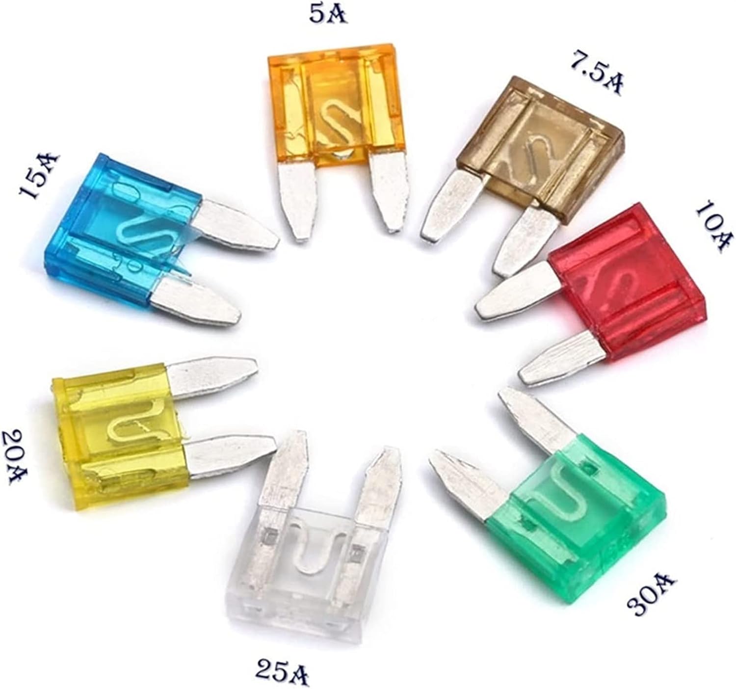 Fuse 121pcs 7 Sizes Auto Fuse Blade 5-30AMP Motorcycle Car Blade Fuse with Clip Auto Standard Mini Fuse SUV Fuse Box Kit Assortment