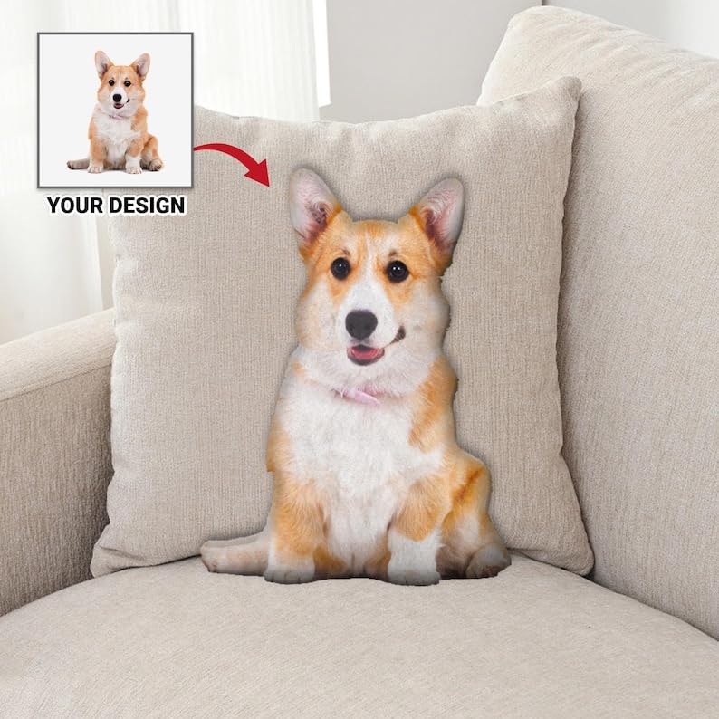 LongGenius Hässliches Haustierkissen mit individuellem Foto, niedliches Hundekissen, personalisiertes Haustier-Gedenkgeschenk, individuell geformtes Kissen