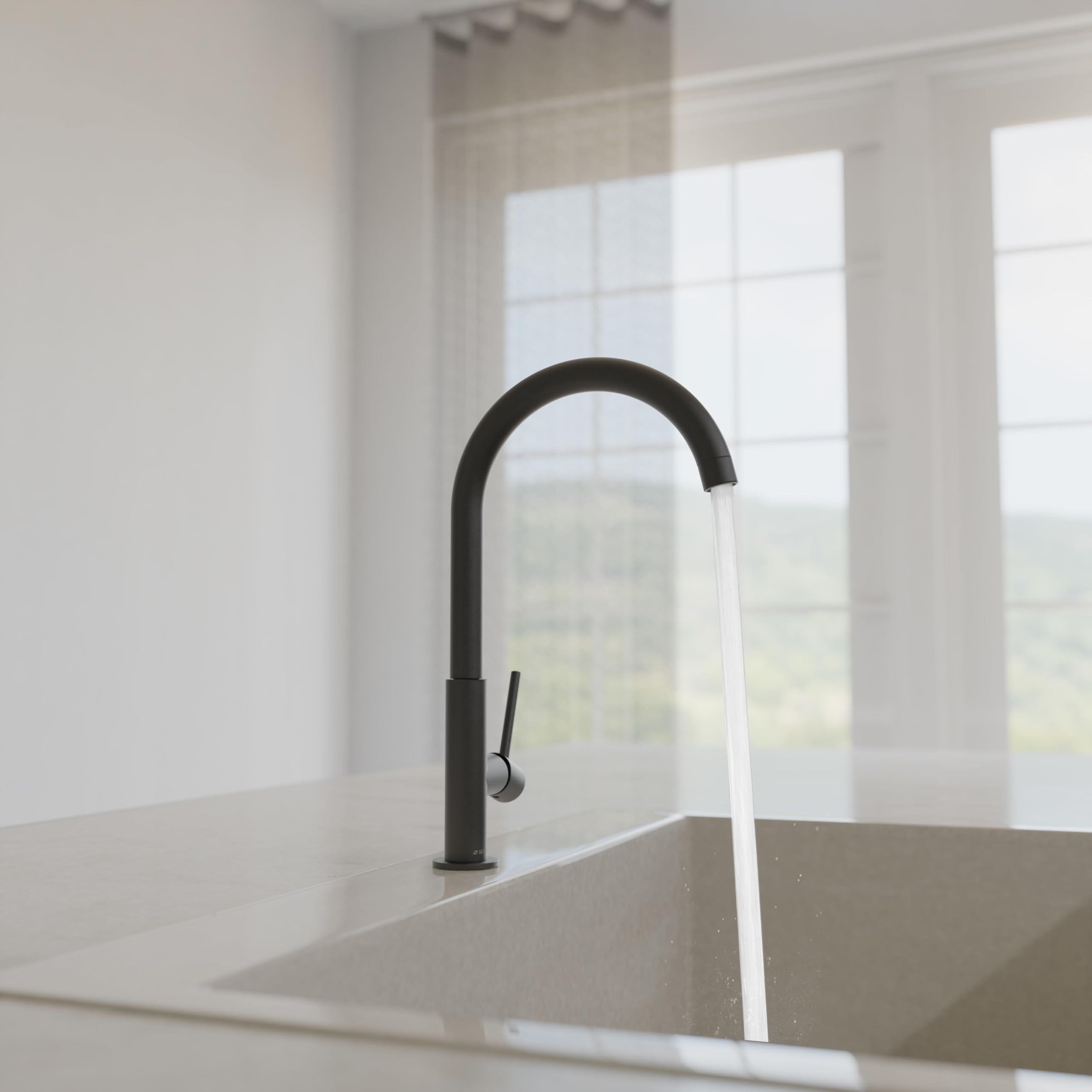 SCHÜTTE 79966 Küchenarmatur Cardiff, 360 Grad schwenkbarer Wasserhahn Küche, Mischbatterie für die Spüle mit Einhebelmischer, Spültischarmatur Küchenspüle, Schwarz matt
