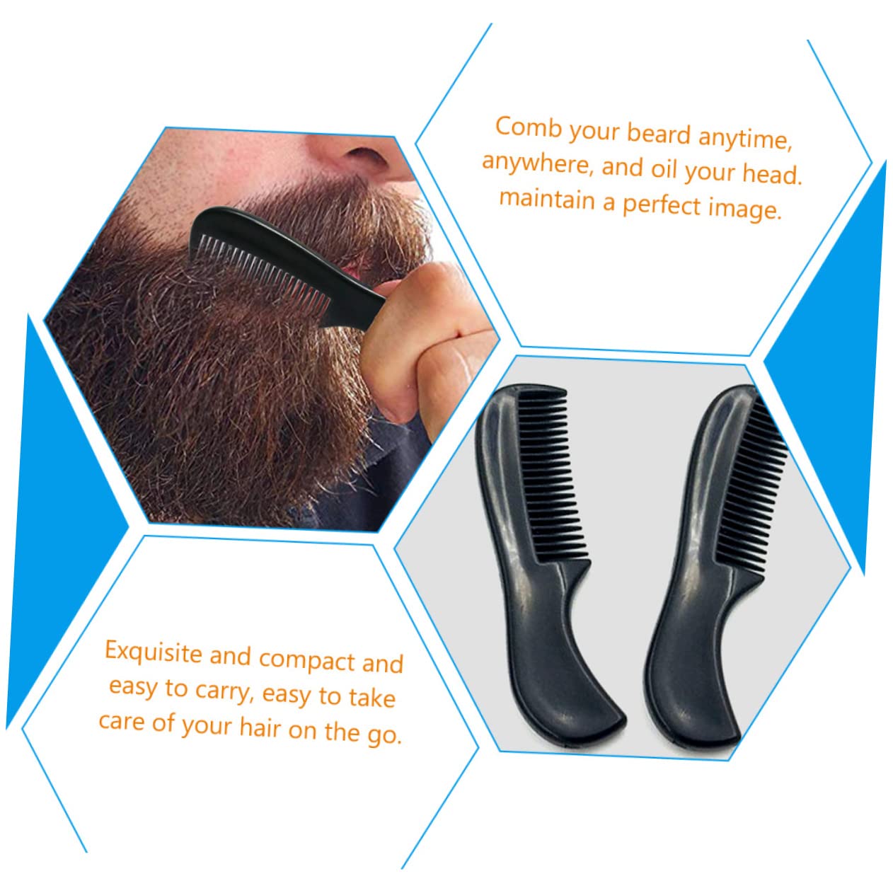WOONEKY 5 Set Di Pettini Per Barba Per Uomo Strumento Per La Dei Denti Pettine Comodo 10 Pezzi * 5
