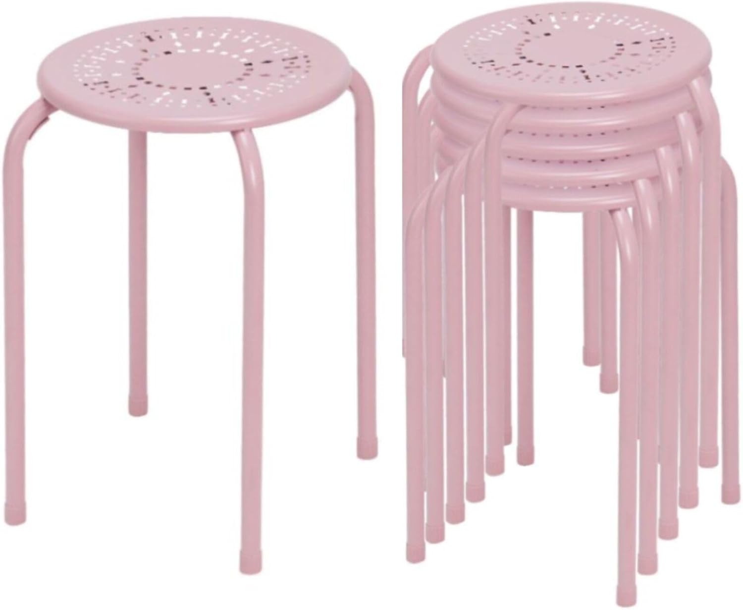 TANGZON Set of 6 Steel Stacking Stools, Stackable Nesting Round Bar