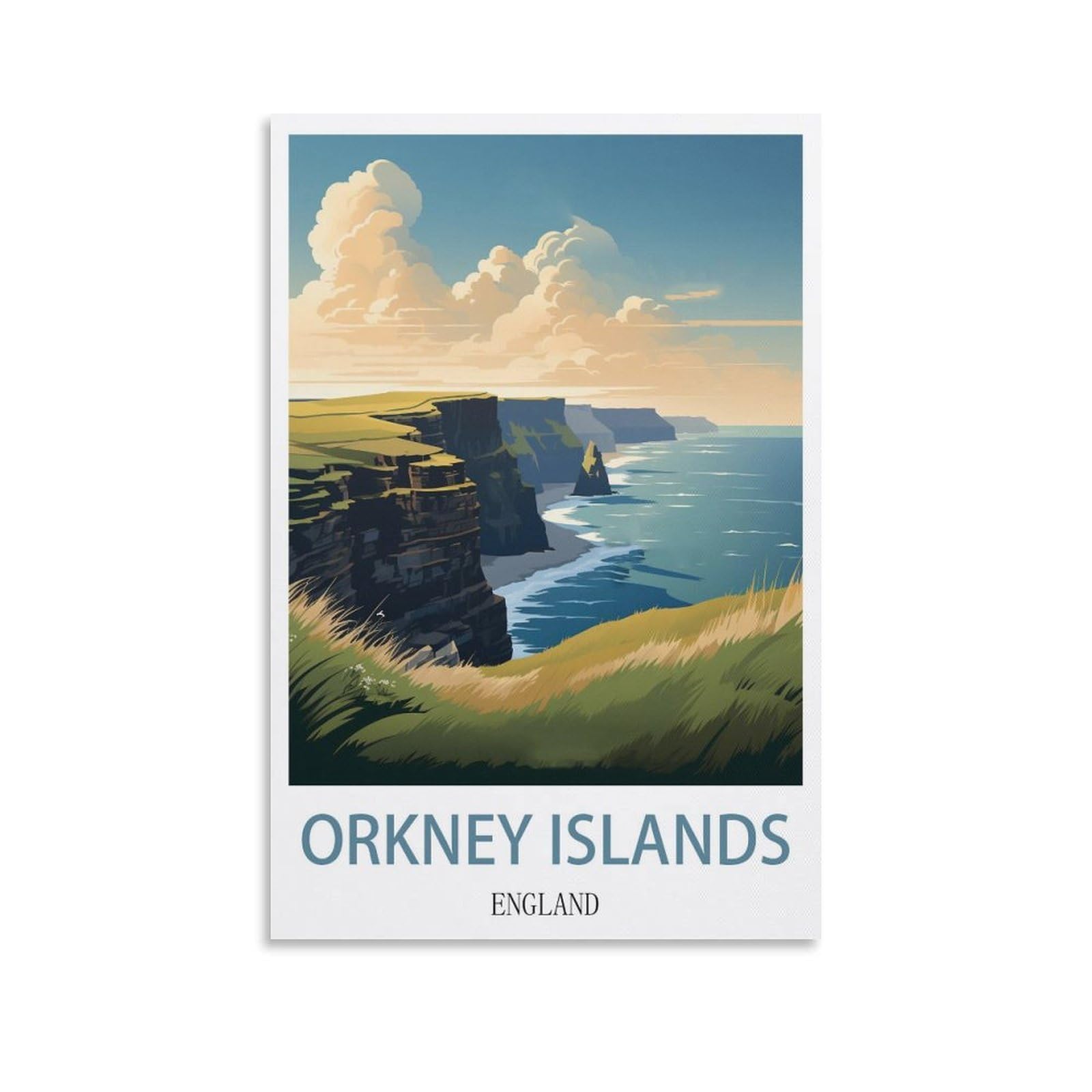 EZMLFA 5D Diamond Art Kits for Beginner,Orkney Islands England,Beginners,DIY Full Round Drill Diamond Dot Gem Art Kits for Adults,Crafts for Decor 50x60cm
