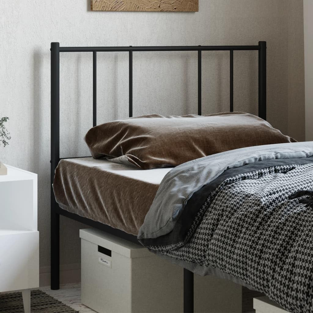 Testiera in metallo nero, 107 cm, per telaio del letto, robusta cuffia in acciaio, design moderno, supporto stabile per camera da letto, facile da montare