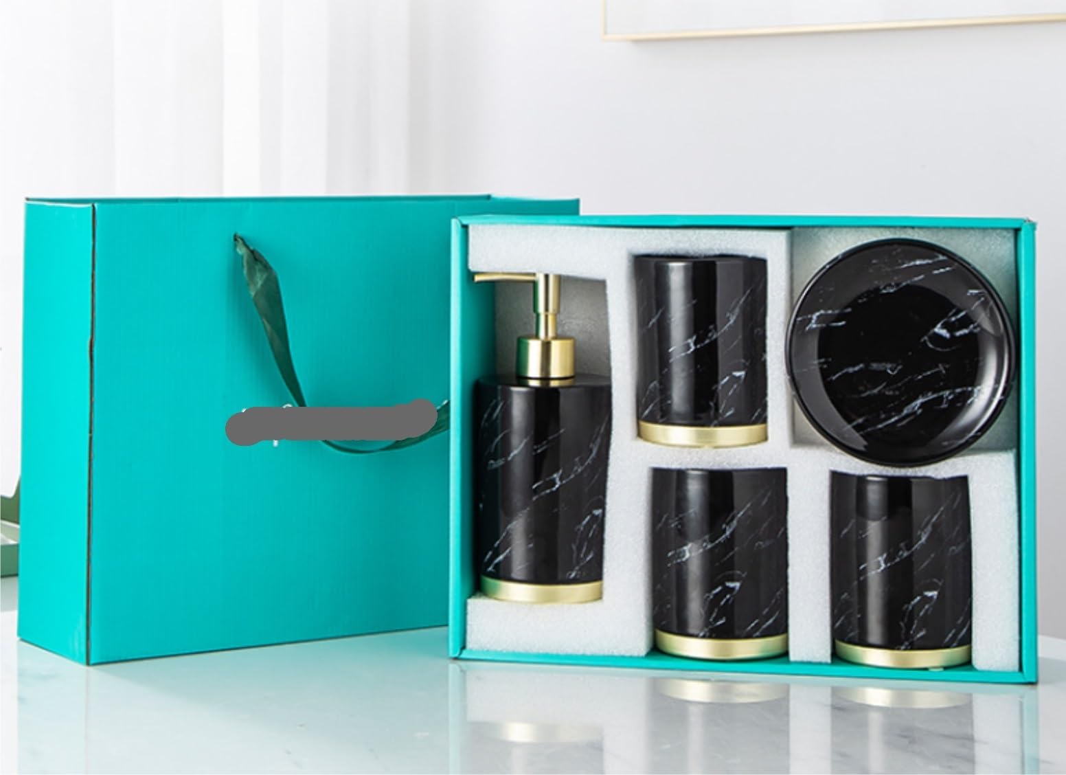Dispensador Jabón Set Juego De Accesorios De Baño De 5 Piezas Incluye Dispensador De Jabón, Cepillo De Dientes, Soporte para Pasta De Dientes, Jabonera Y Vaso Baño Accesorios