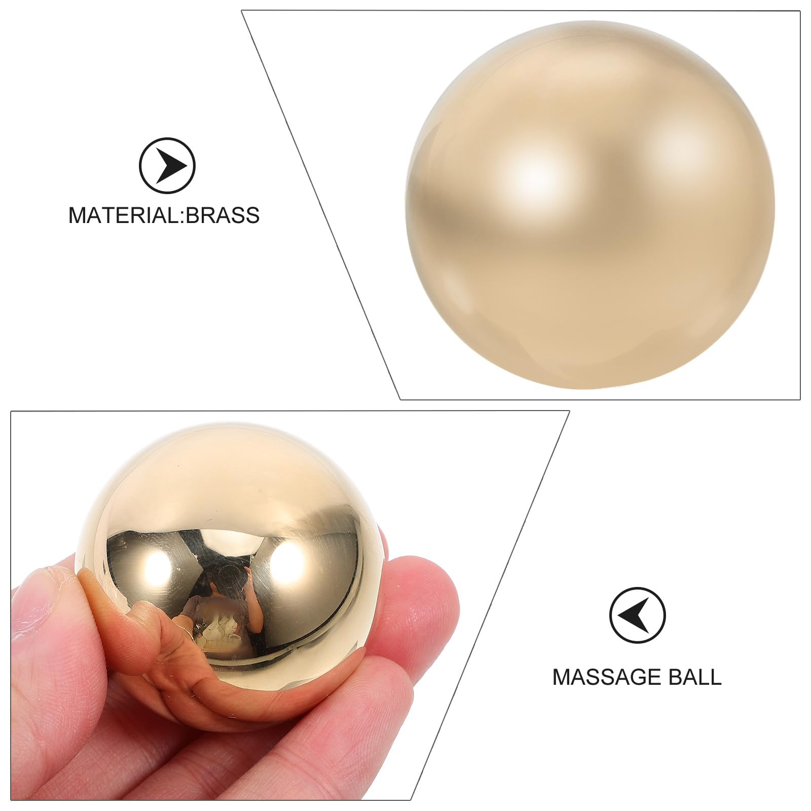 2 Stück Glatte Massagebälle aus Messing, Goldene Handbälle | Massivkugeln für Bewegungstraining, Tragbar, Baoding Kugeln, für Zwei Hände
