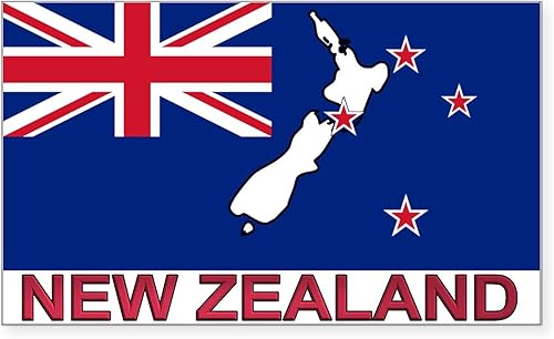 CafePress Etiqueta engomada rectangular de la bandera de Nueva Zelanda (etiquetada) Pegatina rectangular para parachoques
