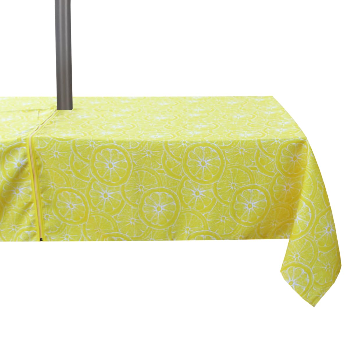 youngseahome Outdoor Tablecloth Water Resistant Polyester Fabric Summer Table Cover with Zipper Umbrella Hole for Picnic/Party/Dinner/Patio Garden (60×84Inch Rectangle,Lemon)