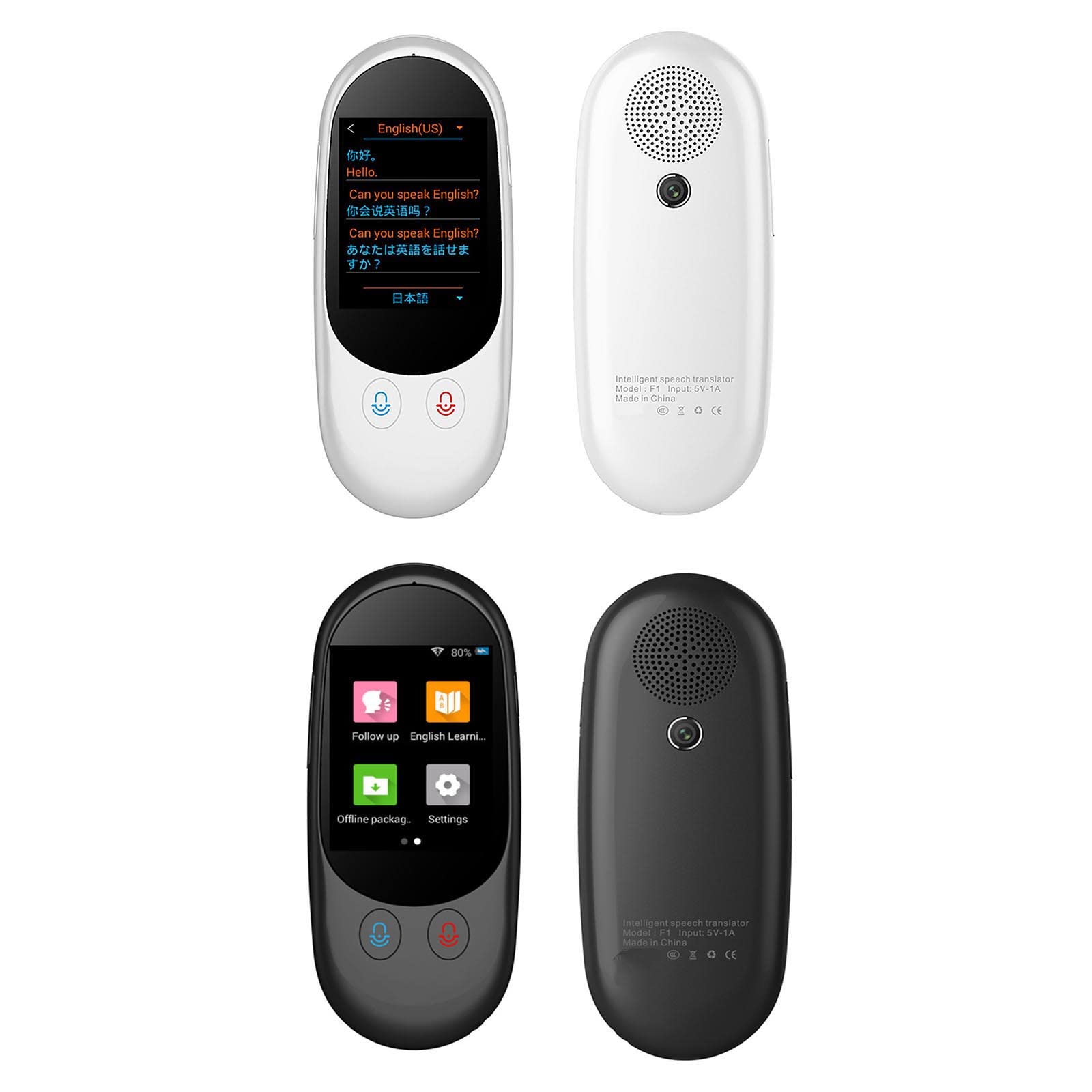 Dispositivo di traduzione di lingue portatile con 138 lingue Traduzione vocale 17 Traduzione offline Interpretazione simultanea Supporto Registrazione video vocale Testo/Foto Traduci Chat di gruppo Dispositivo di traduzione di lingue portatile con 138 lingue Traduzione vocale 17 Traduzione offline Interpretazione simultanea Supporto Registrazione video vocale Testo/Foto Traduci Chat di gruppo