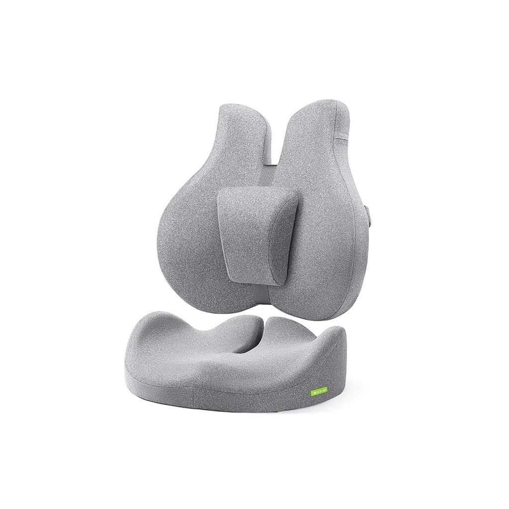 XMING Kissen Büro Lendenkissen Sitz Lendenkissen Lendenkissen Stuhl Rückenlehne Kissen Memory Foam Lendenkissen Kissen (Color : Gray)