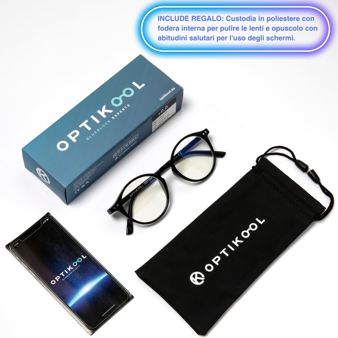 occhiali luce blu - unisex - Antiriflesso, Flessibili, Leggere - occhiali anti luce blu - blue light glasses - Benessere digitale - ROTONDA.