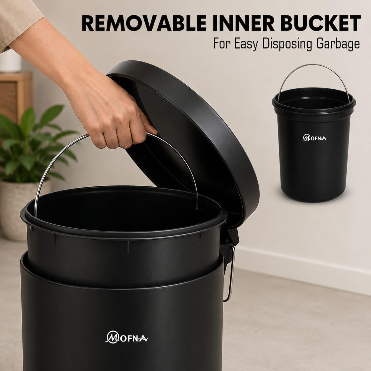 Stainless Steel Pedal Bin - Touch Free Wastebasket -3