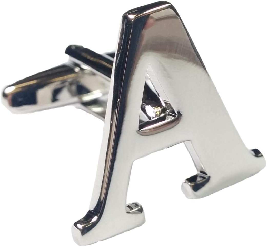 SINGLE (Buy 2 For A Pair) Alphabet Letter Initial Cufflink Wedding Business Mix & Match Silver Letter Cufflinks - LETTERS SOLD INDIVIDUALLY Choose Different Letter For Each Hand - High Quality Finish