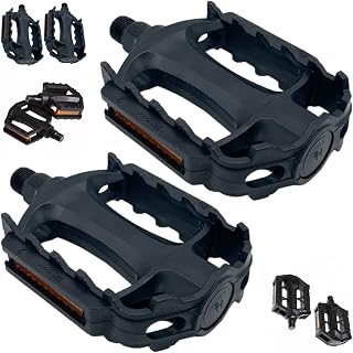 Pedales Reforzados de Polímero para Bicicleta MTB, BMX, Montaña y City – Rosca Estándar 9/16" – Rodamientos de Bolas – Resistentes, Ligeros y Duraderos