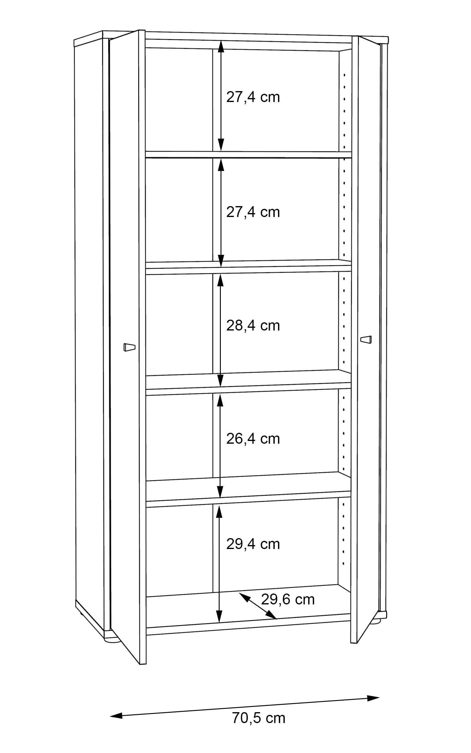 FORTE TEMPRA 2 Kommode mit 2 Türen, Holzwerkstoff, Old – Wood Vintage Dekor, (B x H x T) 73,7 x 149,5 x 34,8 cm