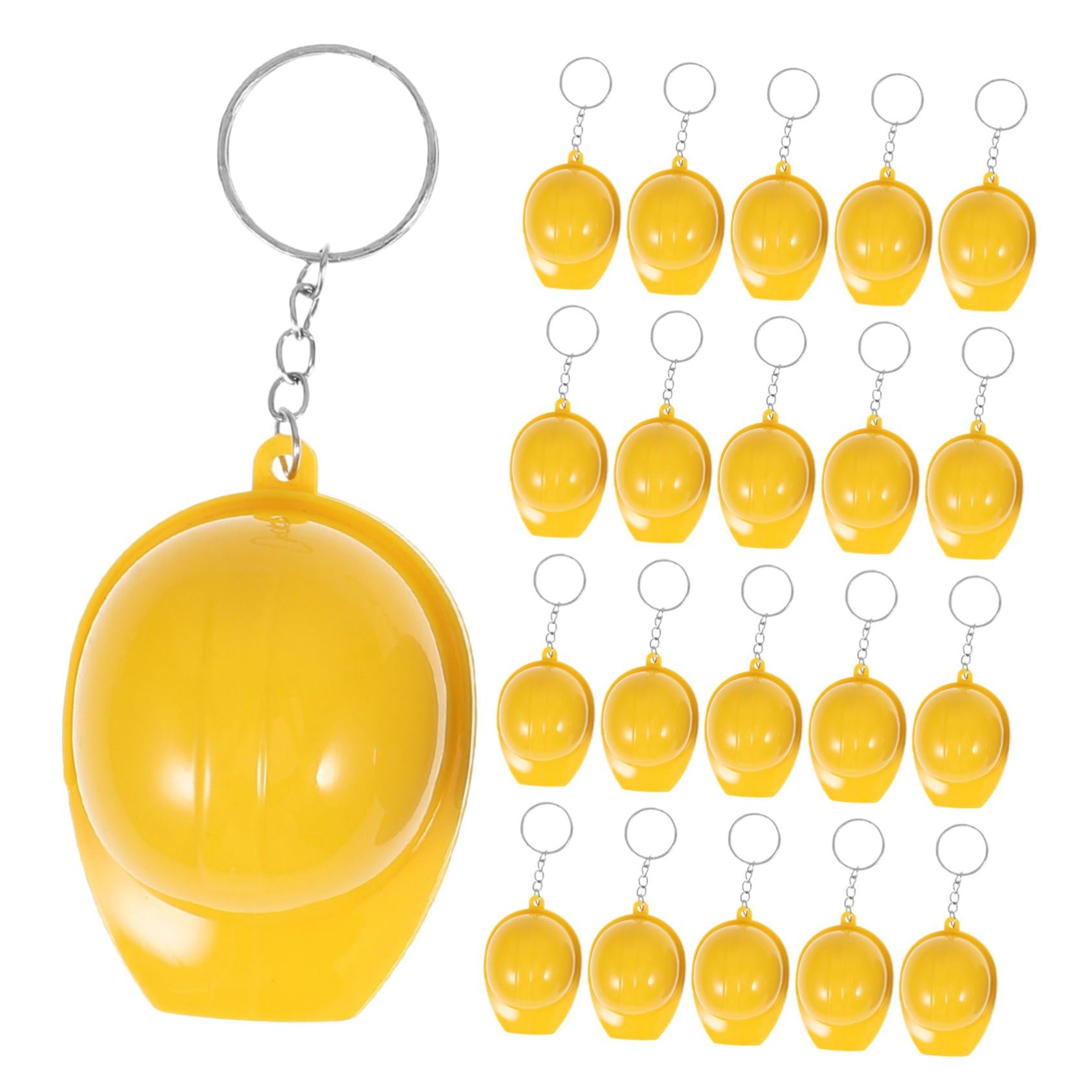 100pcs Mini Construction Hat Keychains Yellow Safety Helmet Keyring Pendants Portable Backpack Charms Party Favors School Rewards Birthday Decorations for Adults