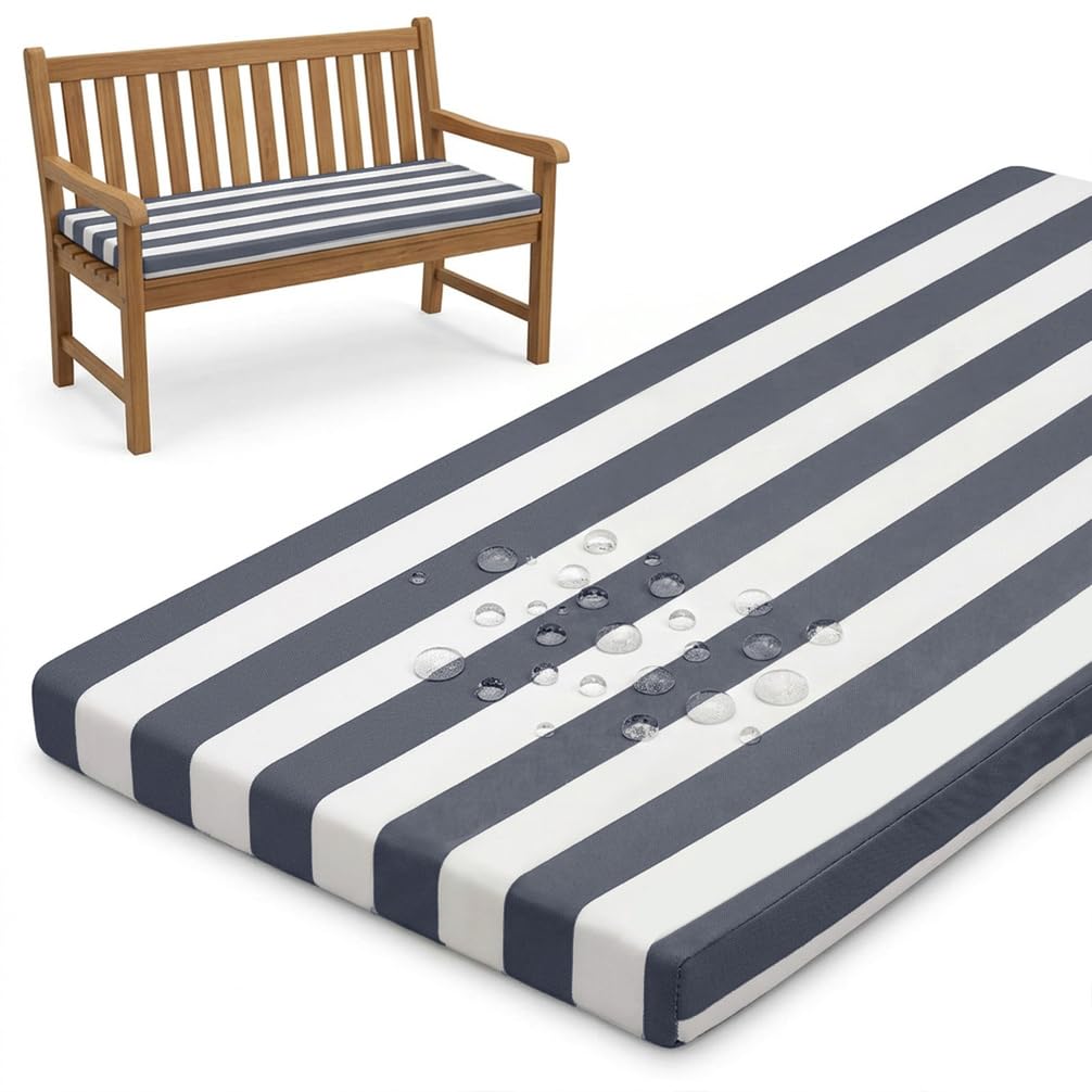 PTKG Waterproof Outdoor Cushions 2/3/4 Seater Chair Seat Pads Removable Cover Cushions for Sofa Waterproof Removable Cover for Garden, Rattan, Patio & Office Seat Pads,Dunkelblau,145x30x5cm