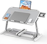 Vista 10 de Escritorio para Cama y Computador Portátil, Escritorio Ajustable para Regazo con Cajón, Bandeja Plegable Extra Grande para Cama, Sofá, Piso
