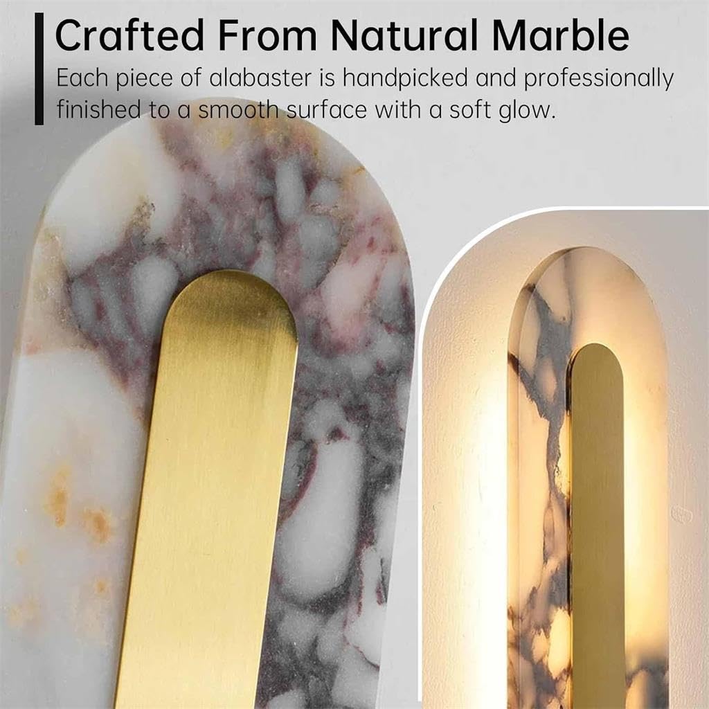 Wabi Sabi Lampada A Muro Ovale Marmo Moderno LED Luce Calda 40cm