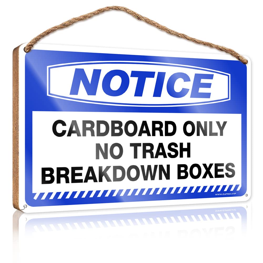 FZFN Front Porch Decor Farmhouse Notice Cardboard Only No Trash Breakdown Boxes Wooden Sign Our Home Signs For Home Decor Hanging Decor Outdoo(23X35CM)