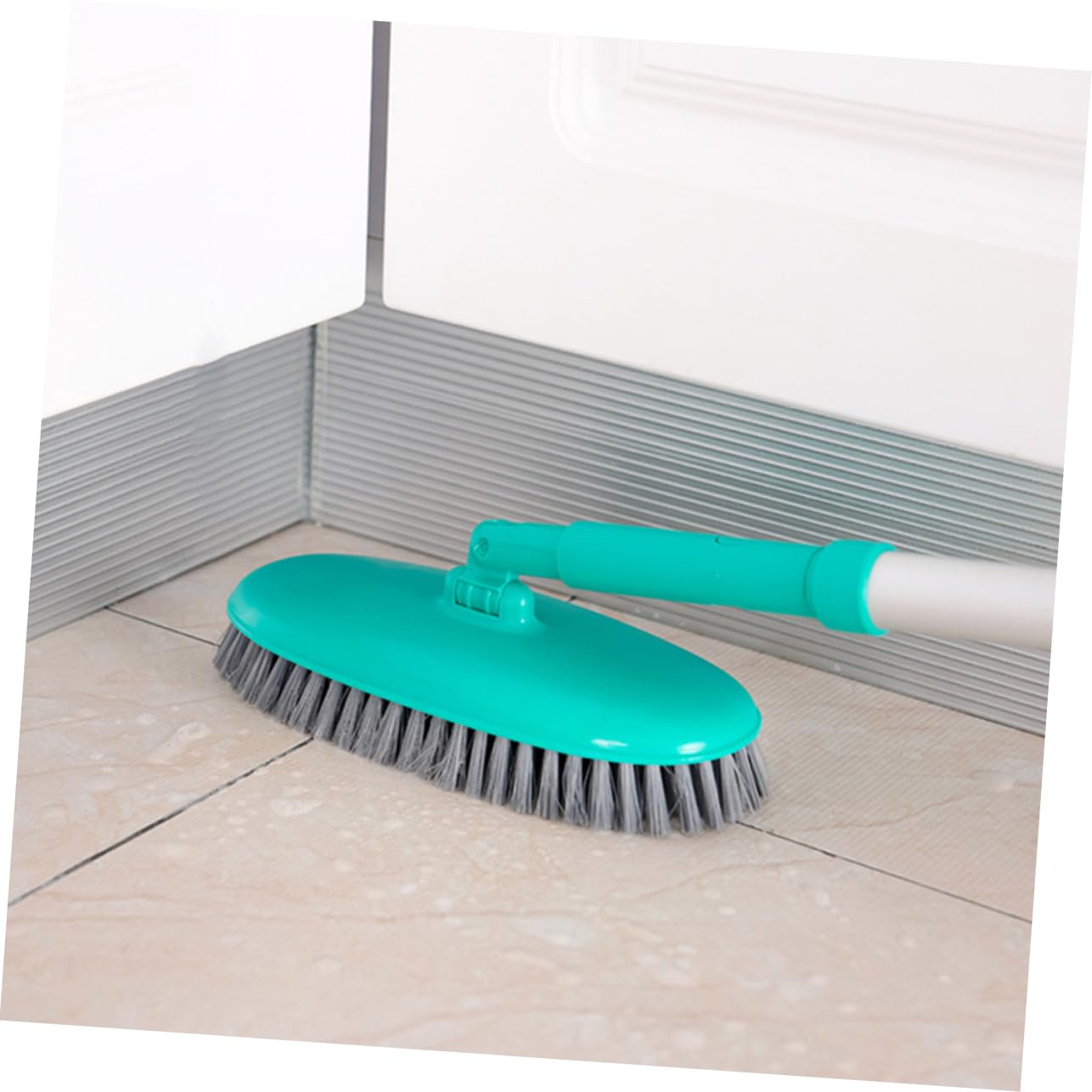 Brosse de Sol à Long Manche Flexible pour Nettoyage de Carrelage et Sols Brosse Rotative Ajustable pour Salle de Bain et Cuisine Outil de Nettoyage Vert