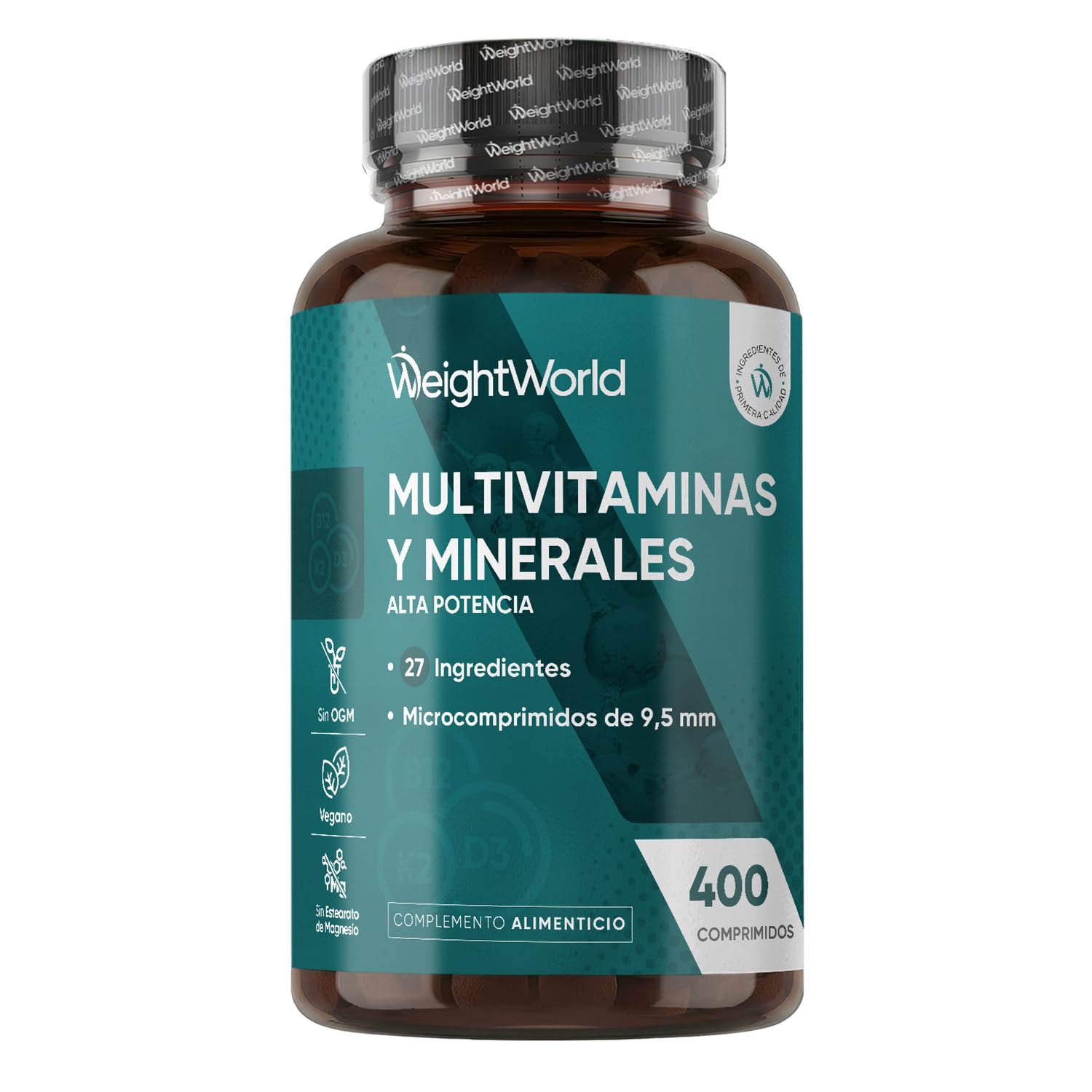 Multivitaminas y Minerales, 400 Comprimidos Veganos, 27 Vitaminas y Minerales - Vitamina C, Vitamina B, D, E, Magnesio, Zinc, Calcio, Hierro y Más, Para +​1 de Año, Sabor Menta