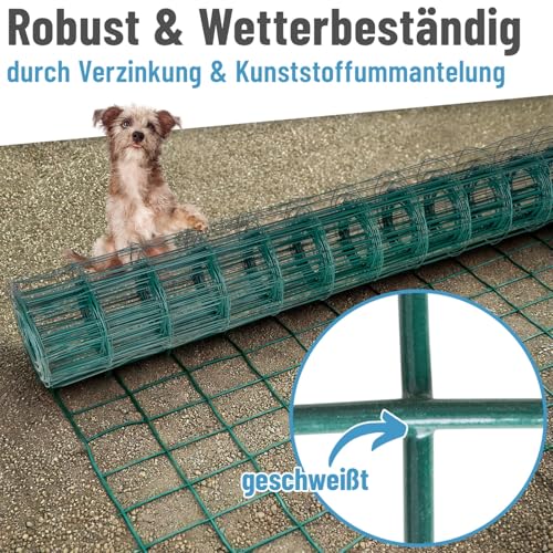 VOSS.garden 10m Gitterzaun 120cm Premium Maschendrahtzaun 100x75mm Gartenzaun Grün Wetterfest Punktgeschweißt