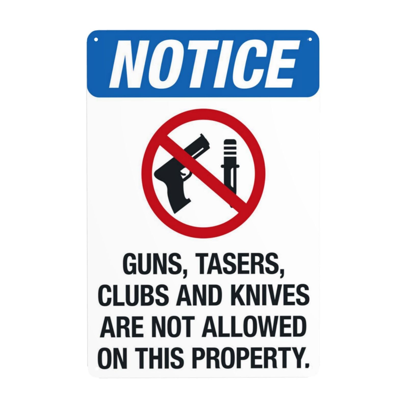 Vintage Metal Tin Sign, Weapons Prohibited On Private Property Wall Decor, 8x12 Inch