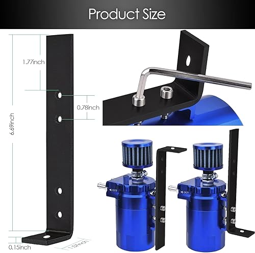 Miniatura 6 de Kit universal de captura de aceite para coche, tanque de depósito automotriz desconcertado polaco de 10.1 fl oz con respiradero de aluminio compacto