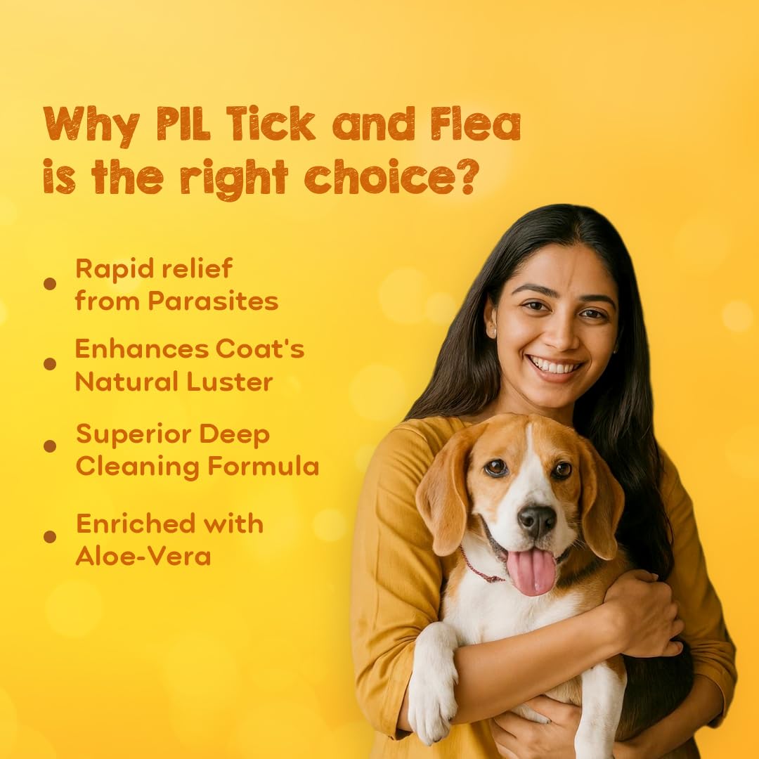 Pil Tick & Flea Dog Shampoo 200ml | Ditch to Itch Dog Shampoo for Pomeranian, Puppy, Rottweiler Adult, German Shepherd, Labrador and Golden Retriever | Medicated Pet Shampoo for Dogs 1