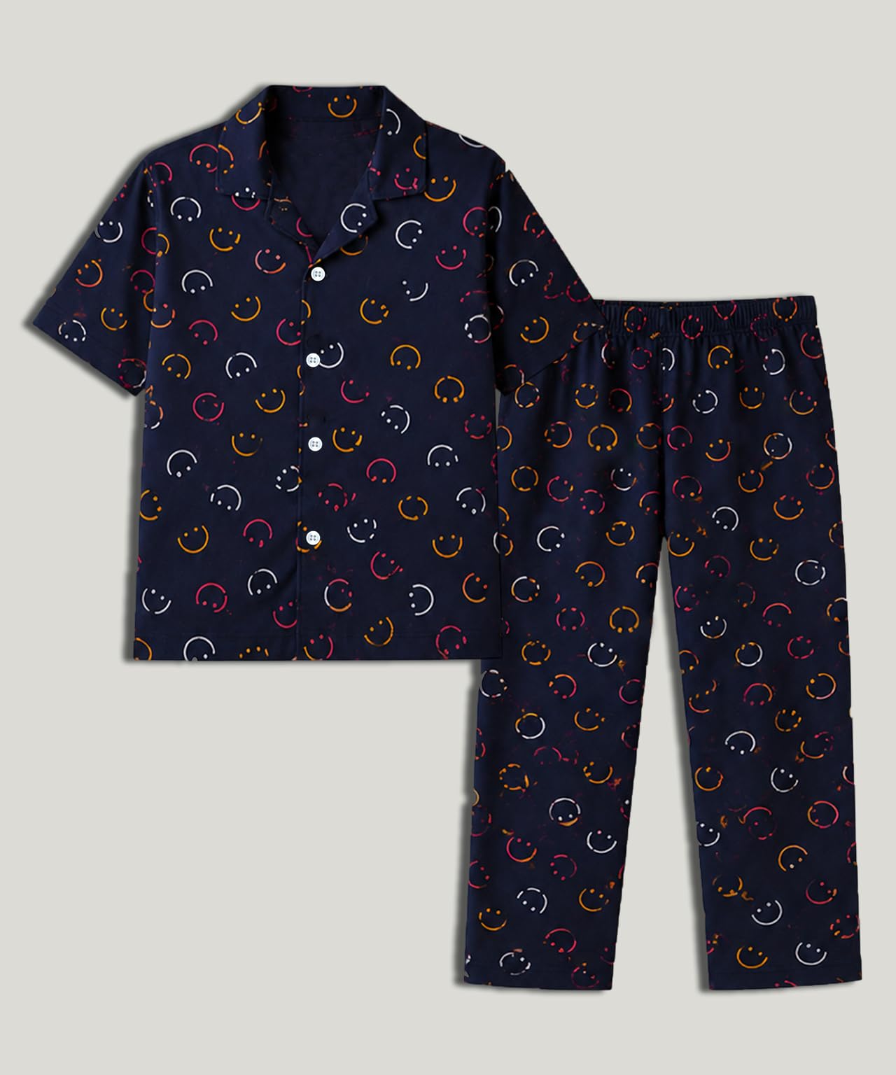 3BROS Unisex Pure Cotton Short Sleeve Kids Night Dress for Boys & Girls Nightwear/Nightdress/Sleepsuit/Loungewear Night Suit for Boys and Girls Top and Pyjama Combo Set (Navy| 3-4 Years) 4