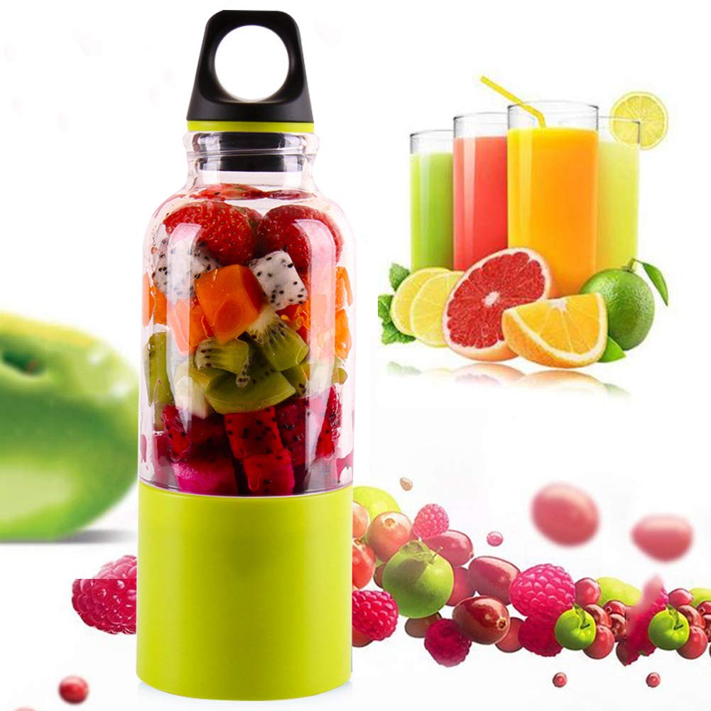 Li-HIM Batidora portátil Personal/Batidora eléctrica Licuadora/Licuadora Recargable USB, 4 Cuchillas 500 ml, para Viajes a casa,Verde