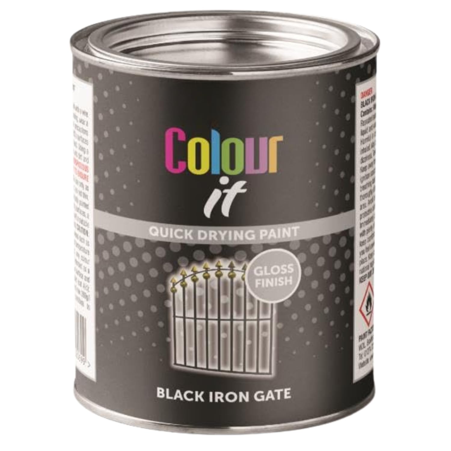 Inspired Essentials 300ml Non Drip Paint Tin Exterior Interior Hard Drying Performance Multi-Purpose Tin for Metal, Wood, Plastic, Walls with Perfect Finish (1, Iron Gate Black Gloss)