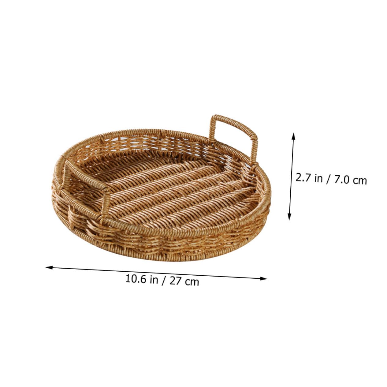 Fruit Basket Bread Storage Baskets Jewelry Tray Fruit Bowl Woven Snack Bowl Basket Woven Fruit Tray Large Basket Round Basket Bulk Baskets Light Brown Plastic Rattan re-usable Unomor