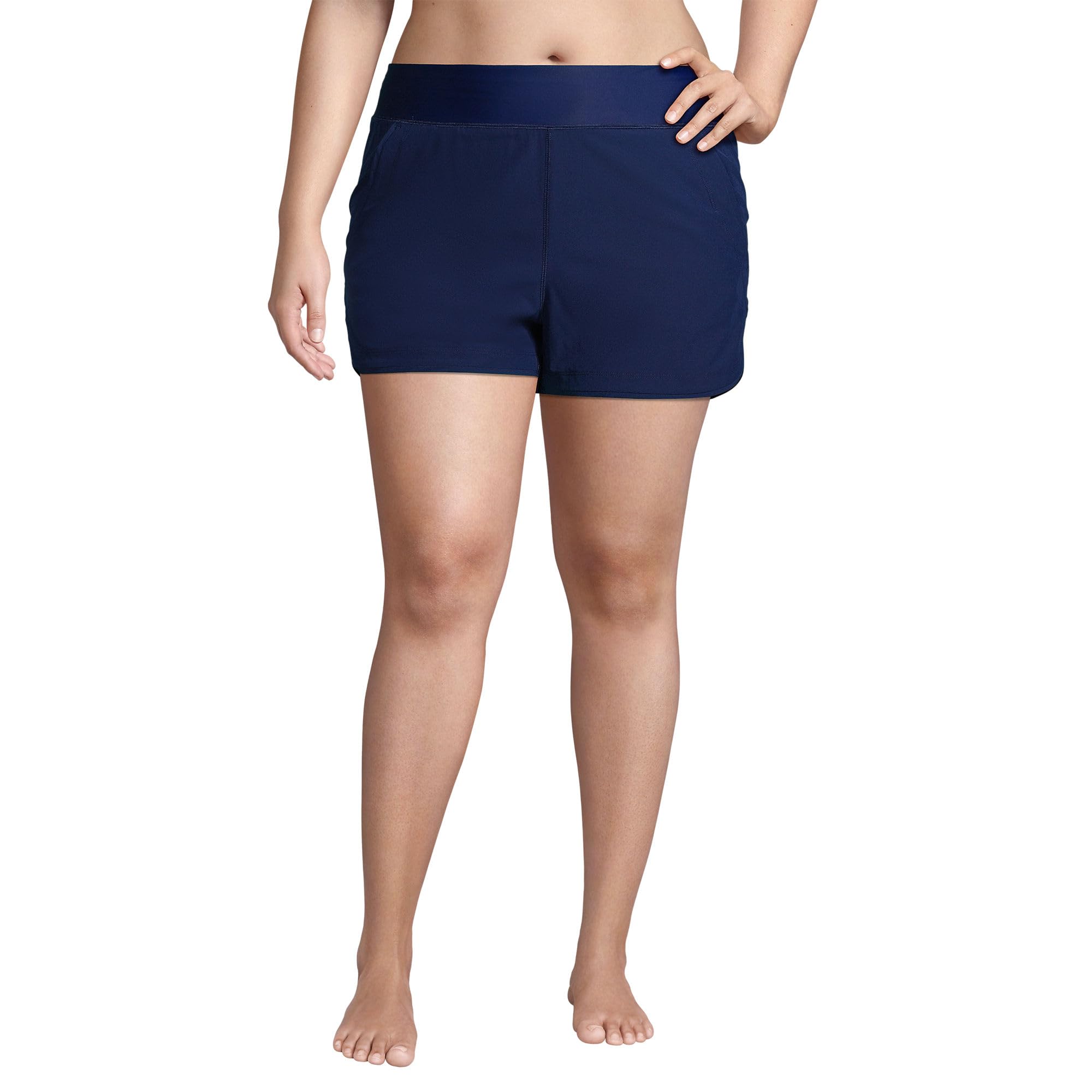 Lands' End Women's 3" Quick Dry Elastic Waist Board Shorts Swim Cover-up Shorts with Panty