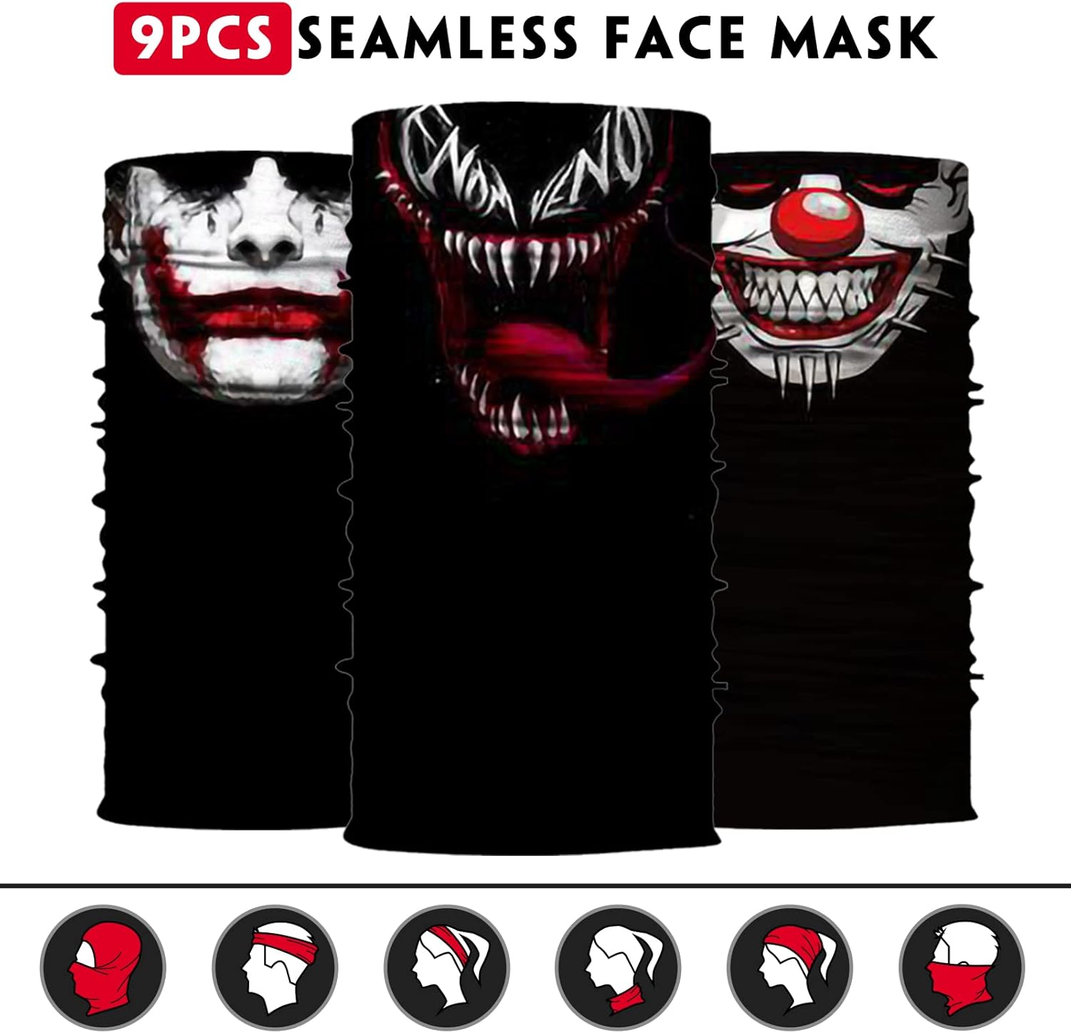 Venswell Neck Gaiter Face Mask Men Women,Seamless Bandana Rave Face Cover Scarf Mask,Balaclava,Headband, Head Wrap,Headwear - Image 3