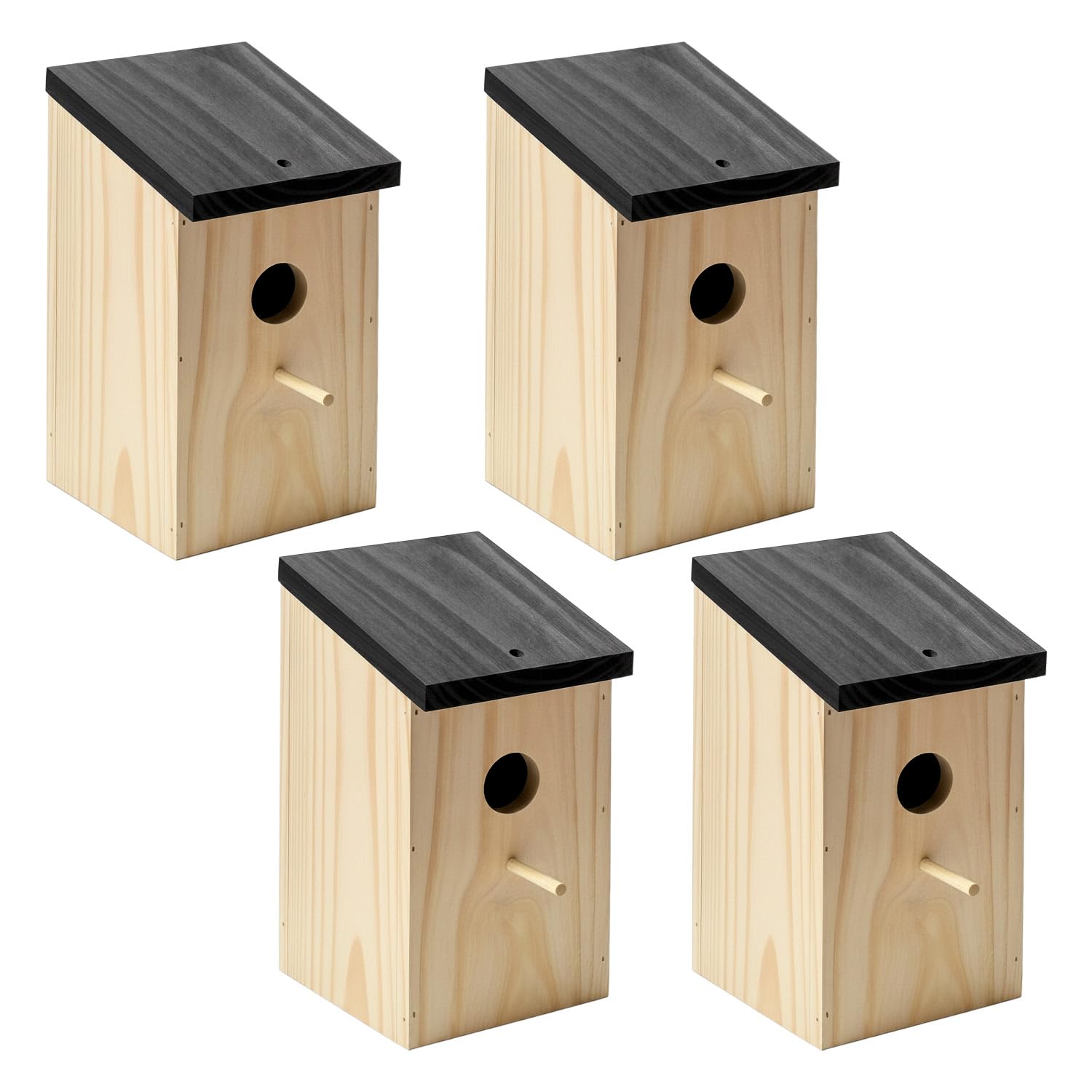 Flatro Bird Nesting Box for Gardens UK (4 Pack) | Small Bird House for Robin, Sparrows, Blue Tits & Other Wildlife Birds