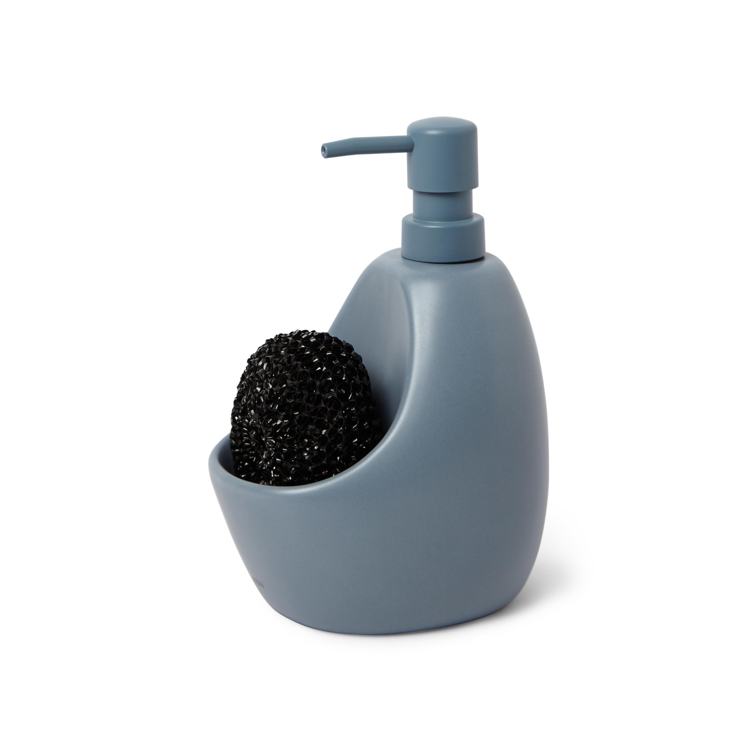 Umbra Joey Ceramic Liquid Soap Dispenser with Sponge Caddy, Ideal for Kitchen or Bathroom Use Slate Blue, 590ml