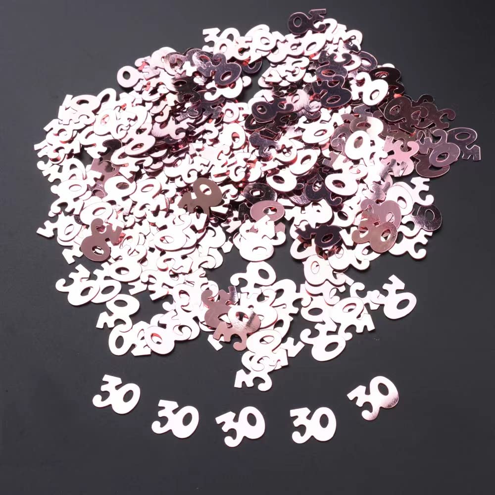 LGT Rose Gold Number Age Birthday Confetti. Ideal for Parties, Celebrations and Events. Table Scattering, Sequins, Confetti. 18, 21, 30, 40, 50, 60 and 70. (30)