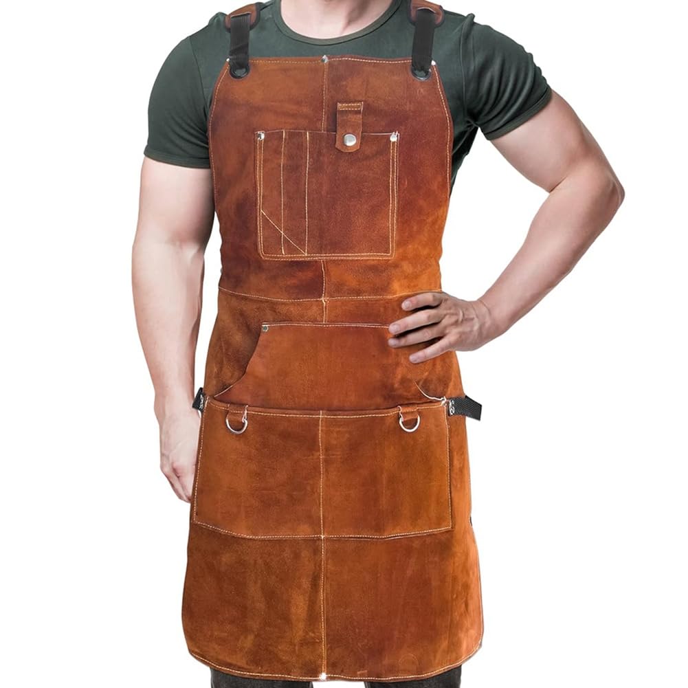 Tablier d'atelier avec poche à outils, tablier de travail en bois robuste pour homme pour forgeron, menuisier, taille M-XXL