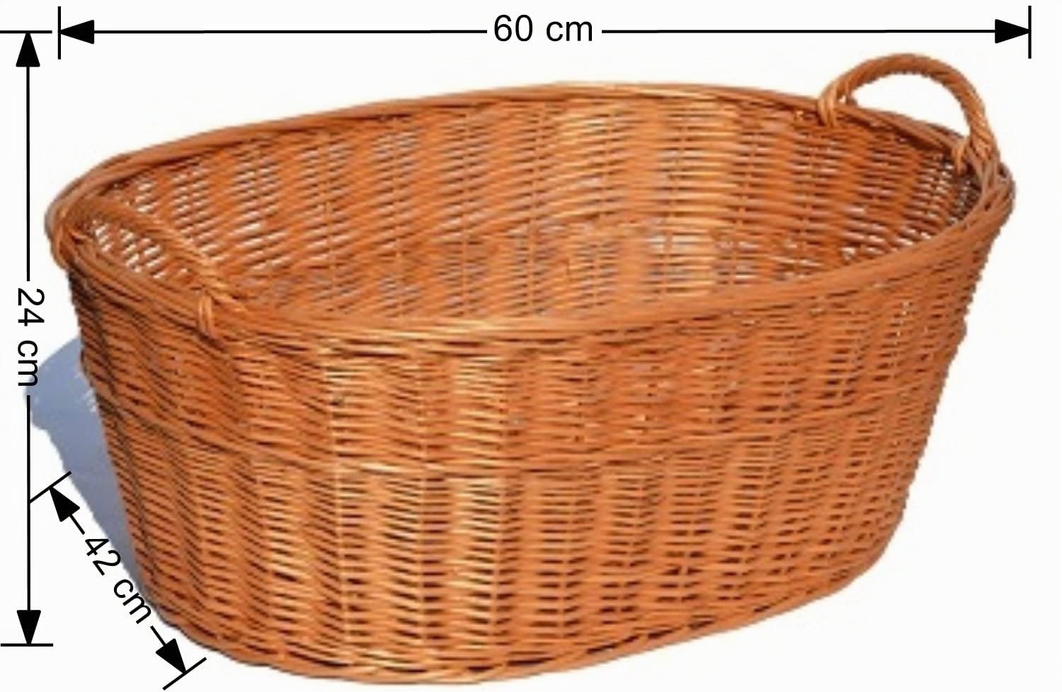 Panier à linge en osier AzaliaDesign Tailles S, M, L, XL 50-80 cm (60 cm) - Marron - Durable et pratique à transporter