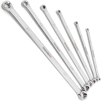 BINGCOBBER E-Torx Key Set E6-E24, 6 Pieces Torx Ring Spanner Extra Long Double Ring Spanner, CR-V Steel, Ideal for Car, Motor