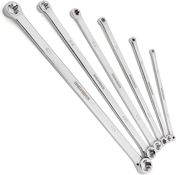 E-Torx Wrench Set 6PCS,Double Box End Wrench Set Extra Long E6-E24,CR-V Steel,Ideal for Car, Motorcycle, and Mechanical Maintenance